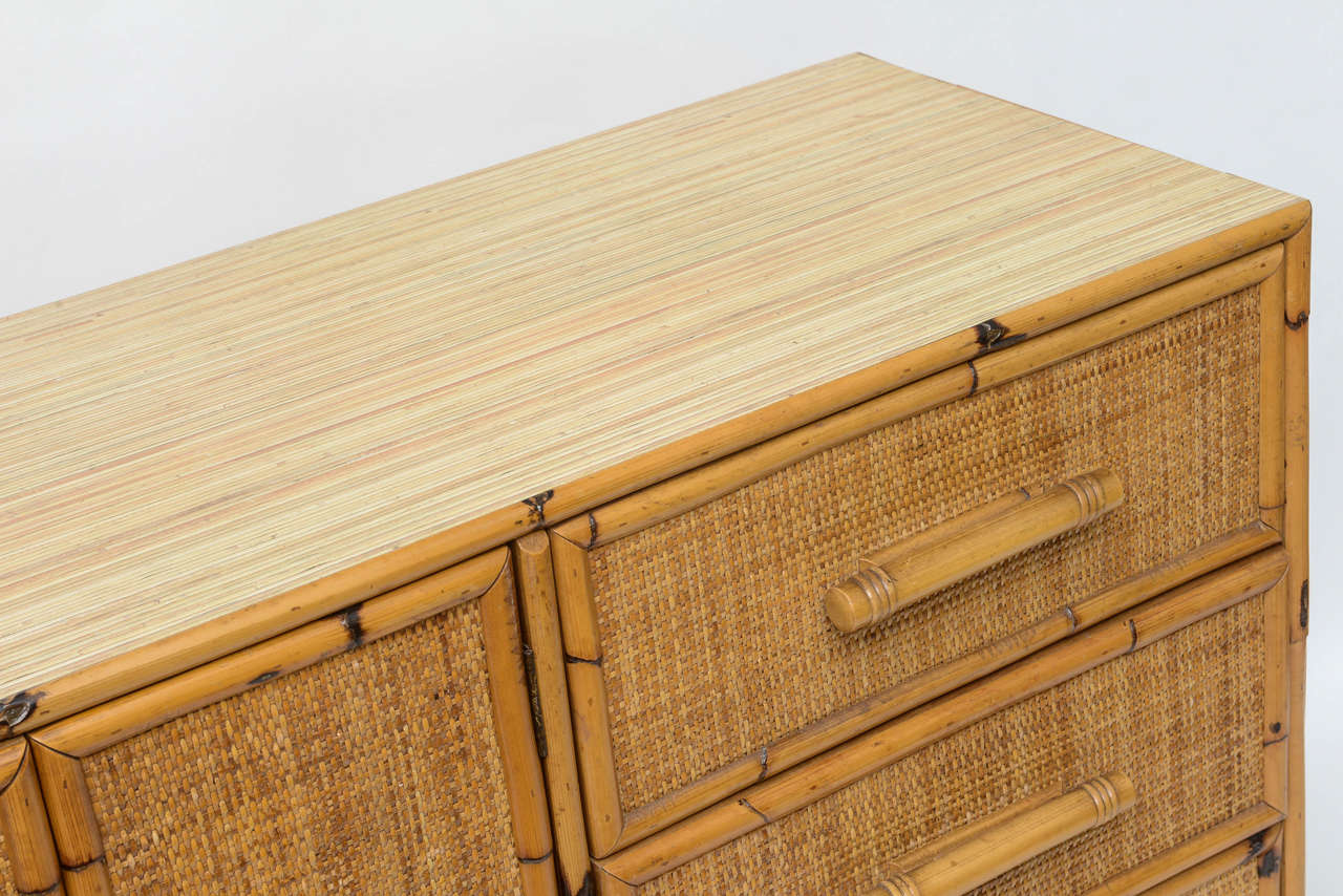 Rattan Dresser or Credenza with Six Drawers In Excellent Condition In Miami, FL