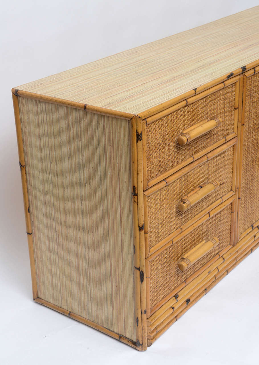 Rattan Dresser or Credenza with Six Drawers 5