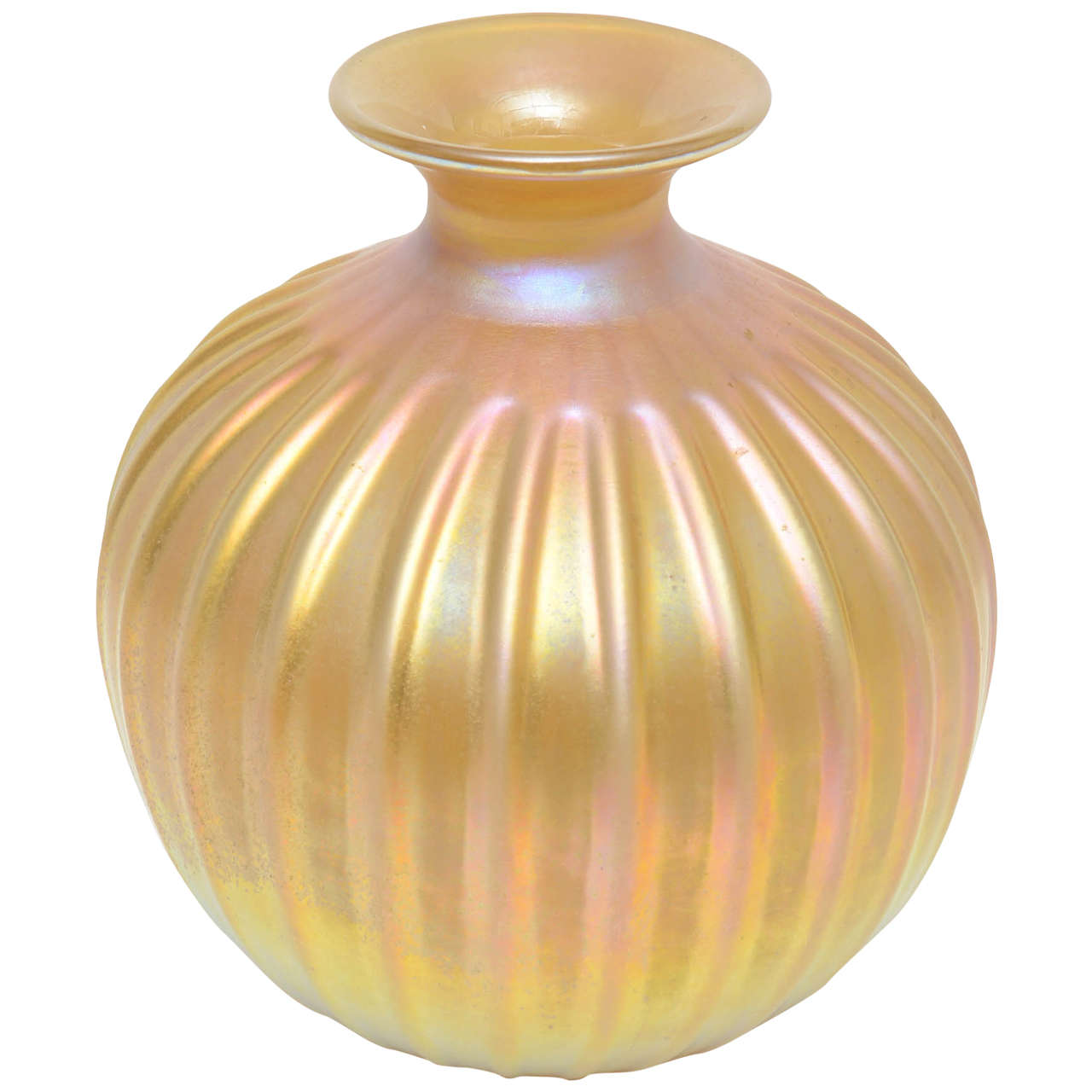 Gold Iridescent Murano Vase at 1stDibs