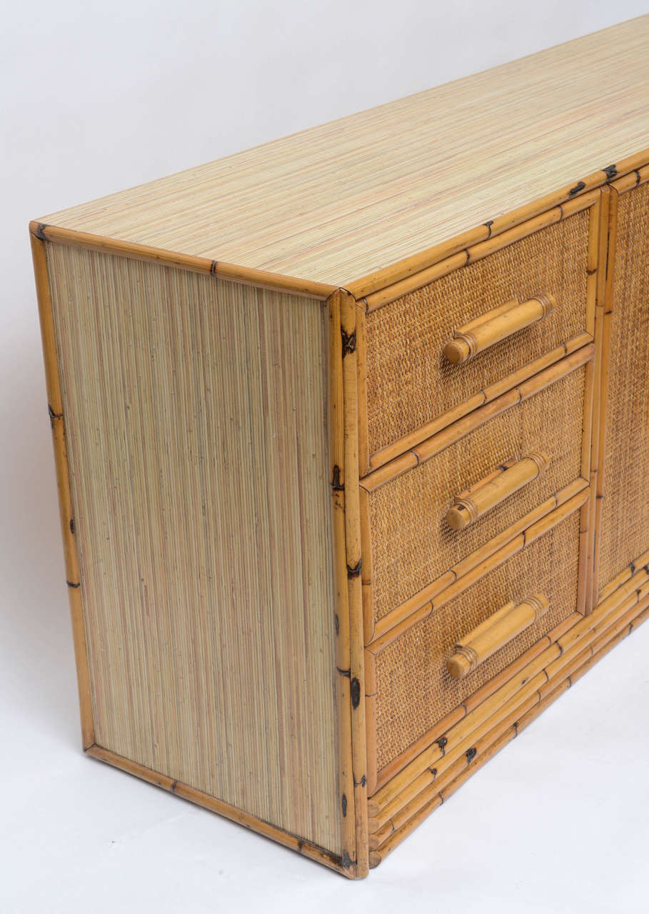 Rattan Dresser or Credenza with Six Drawers at 1stDibs