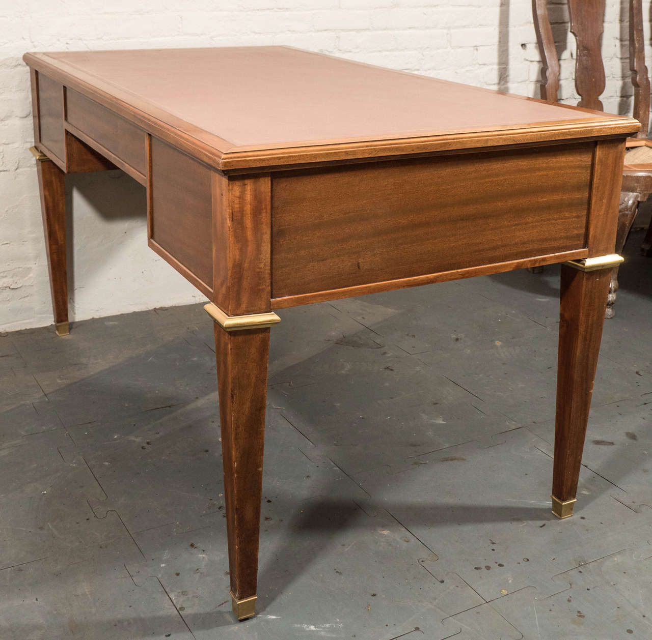 French Mahogany Desk with Leather Top For Sale 2