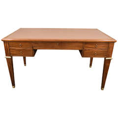 French Mahogany Desk with Leather Top