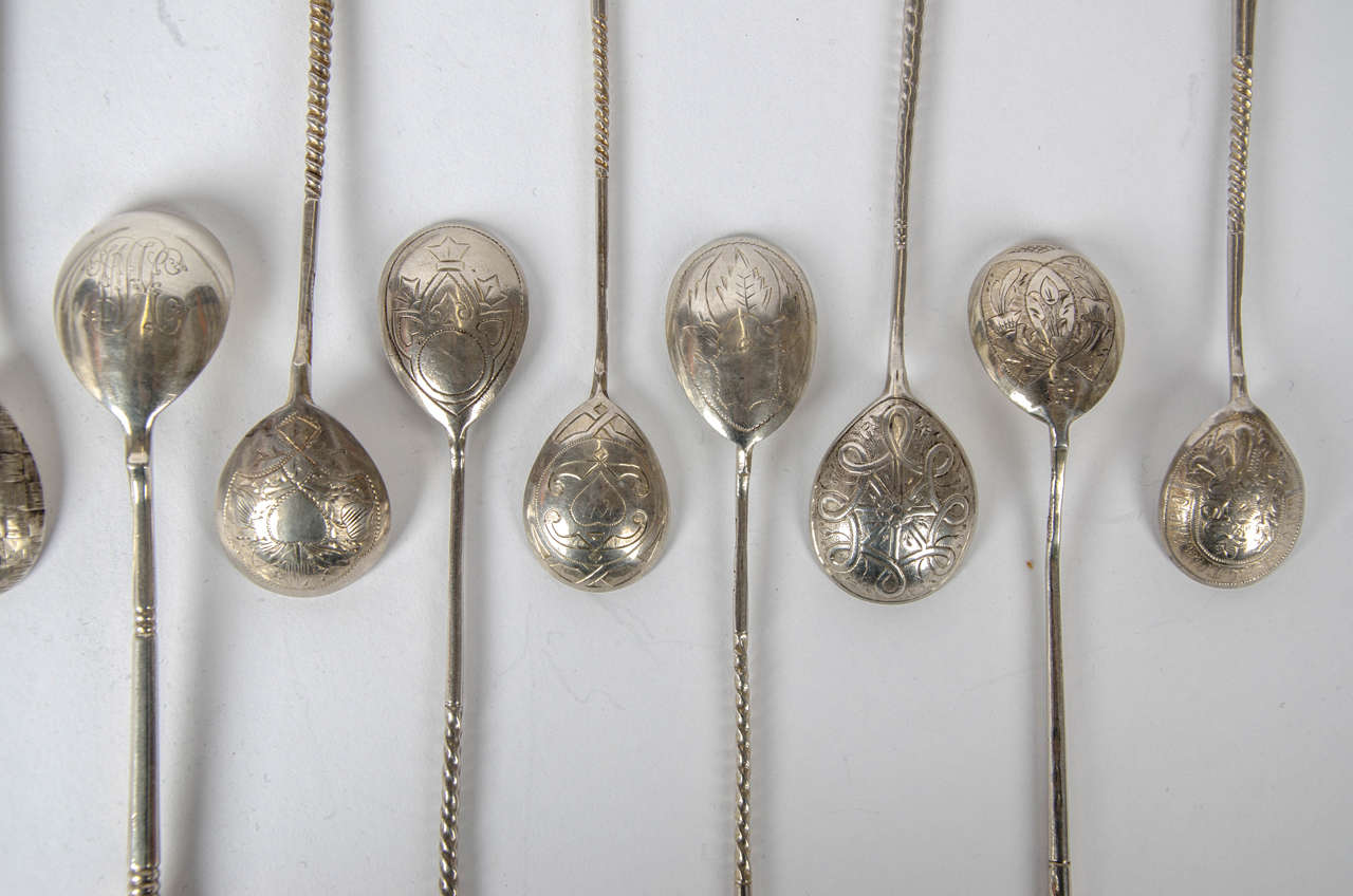 Hand-Crafted Imperial Russian Silver Spoons