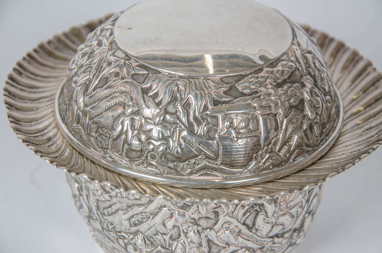 Late 19th Century Chinese Silver Bowl and Cover For Sale