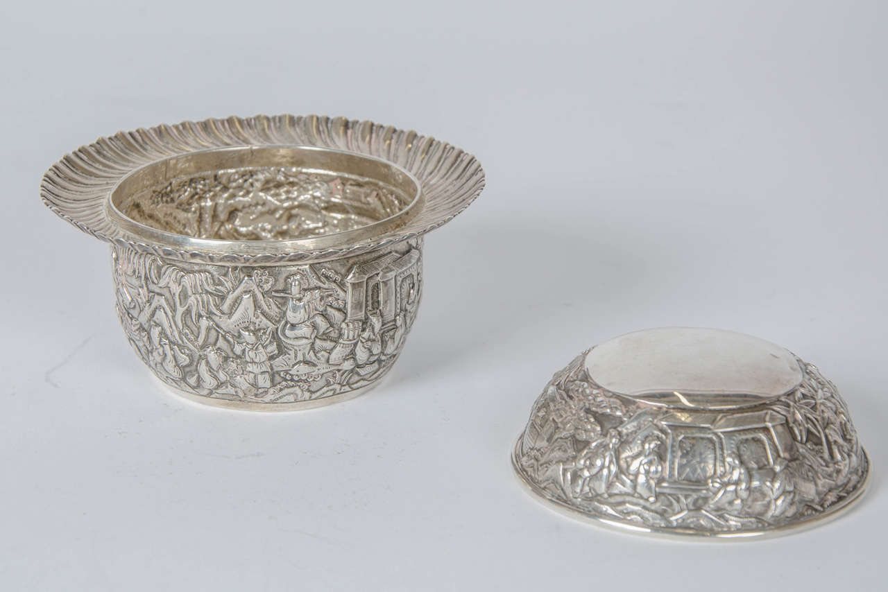 Chinese Silver Bowl and Cover For Sale 2