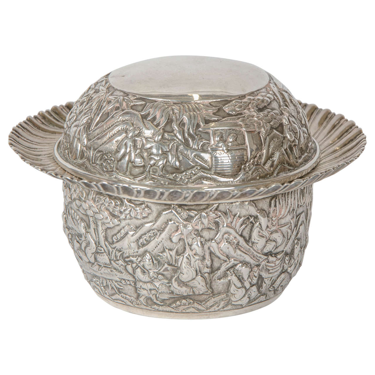 Chinese Silver Bowl and Cover For Sale