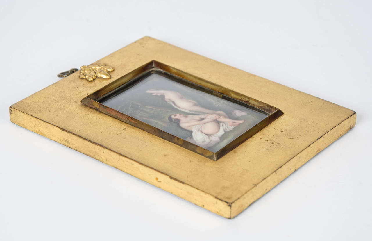 Hand-Painted 19th Century Erotic Porcelain Plaque For Sale