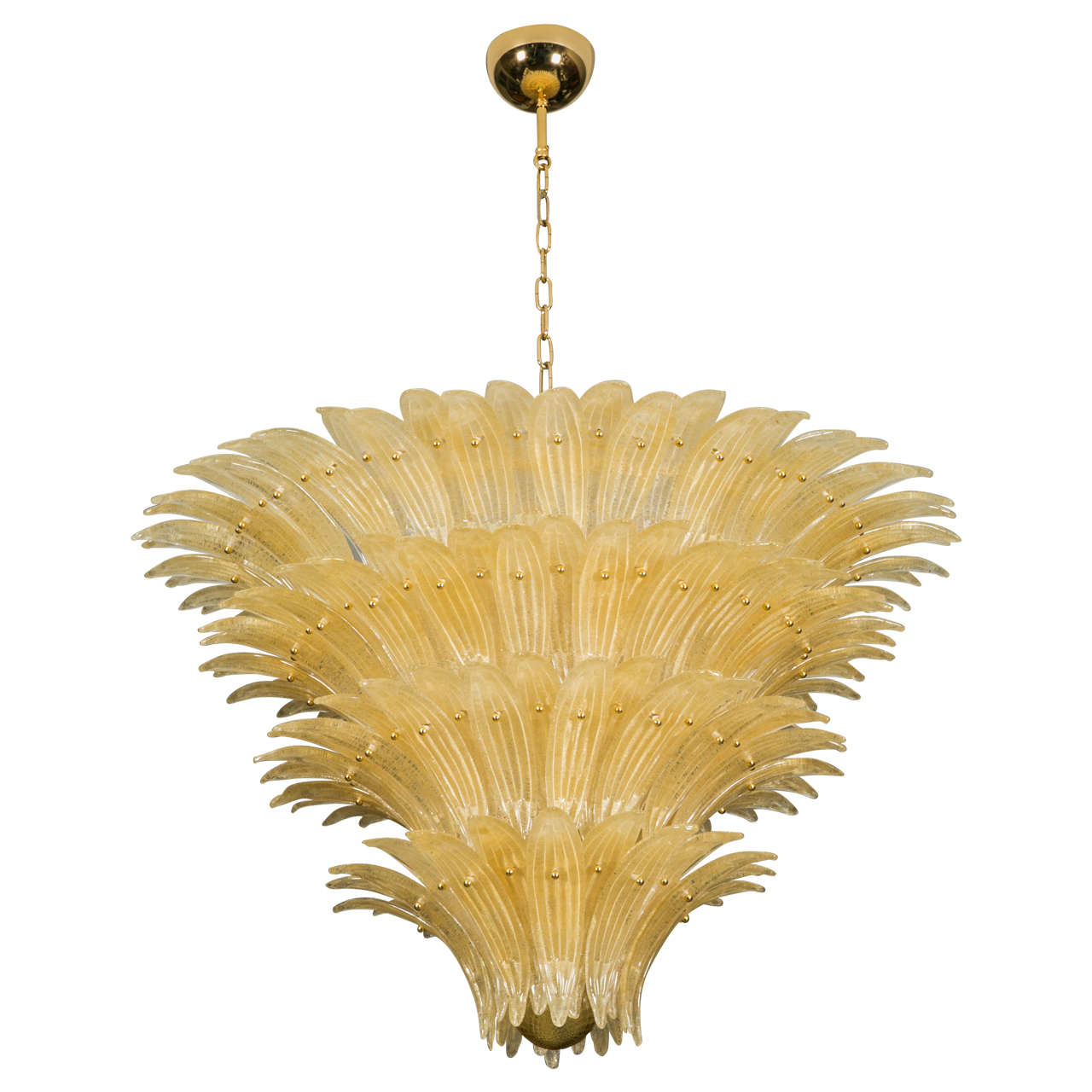 Large Murano Glass Palm Chandelier by Barovier, circa 1970