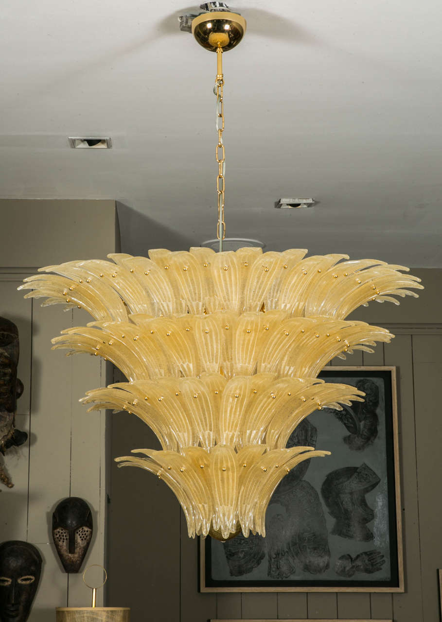 Italian Large Murano Glass Palm Chandelier by Barovier, circa 1970