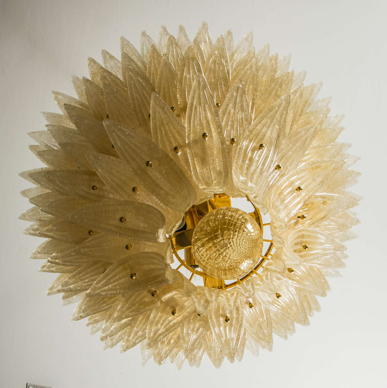 Blown Glass Large Murano Glass Palm Chandelier by Barovier, circa 1970