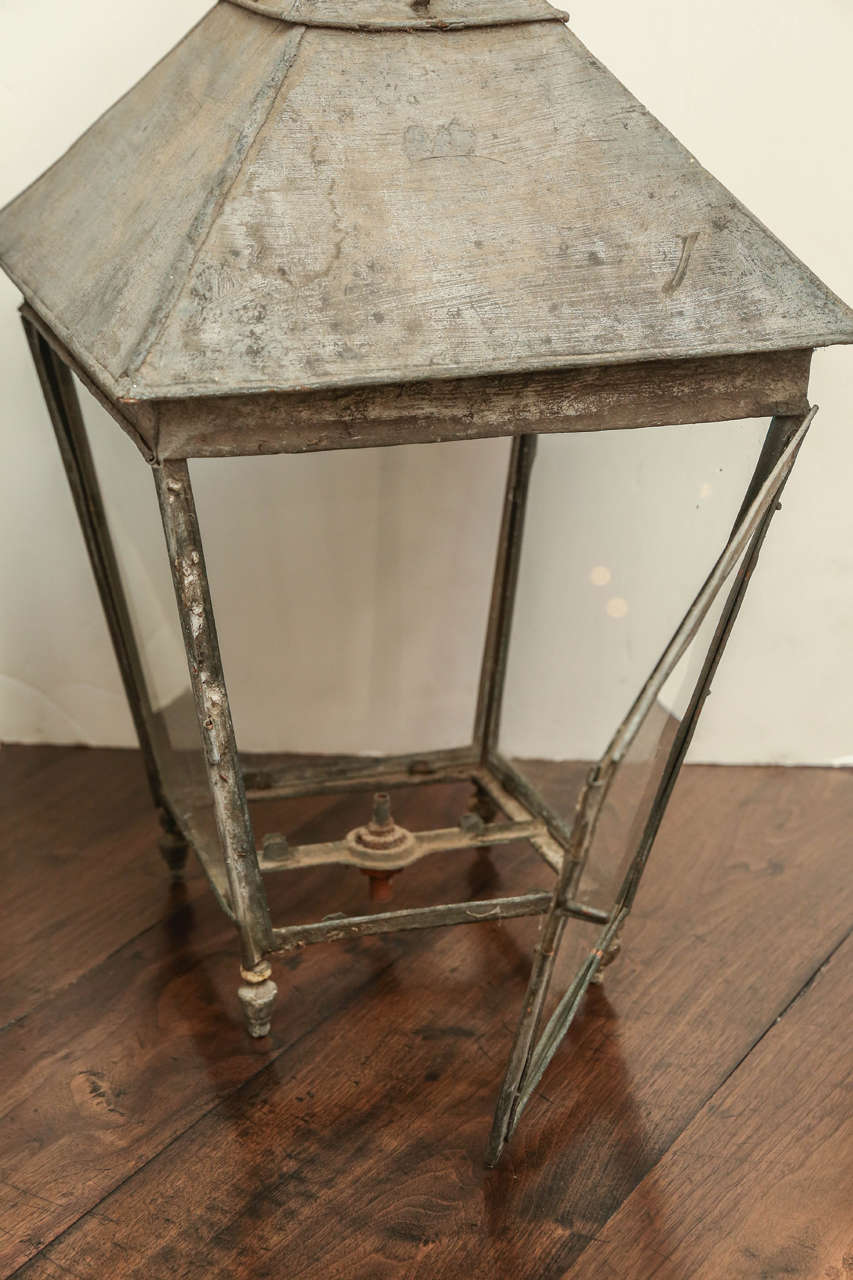 Late 19th Century Large French Painted Copper Lantern