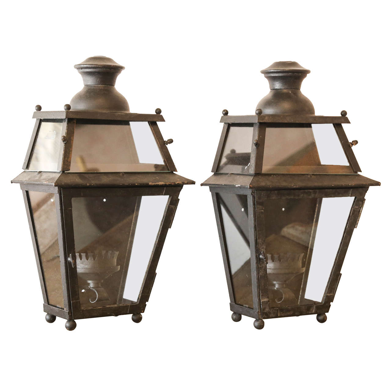 Pair of Tole Wall Lanterns