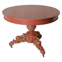 Continental Red & Gilt Decorated Centre Table