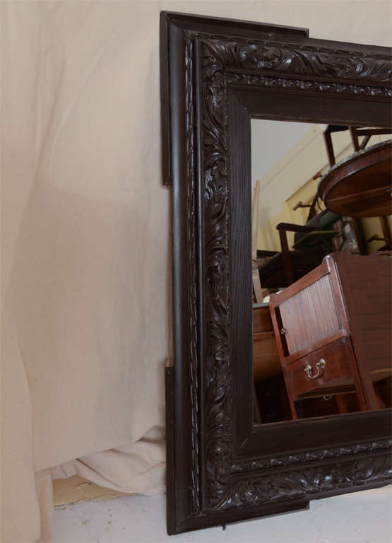 19th Century 19th Cent. German Carved Pine Frame With Mirror For Sale