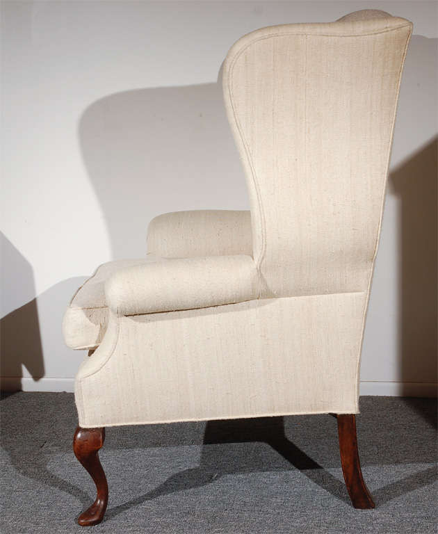Fantastic 19thc QueenAnn  Style Form Wing Chair In Linen 1
