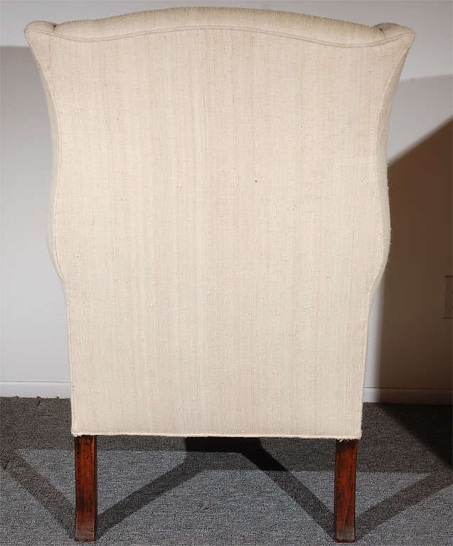 Fantastic 19thc QueenAnn  Style Form Wing Chair In Linen 3
