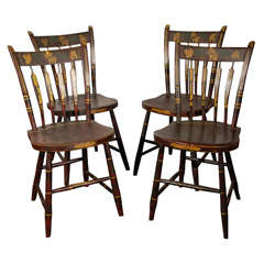 Early 19thc  Original Paint Decorated Chairs From Pennsylvania