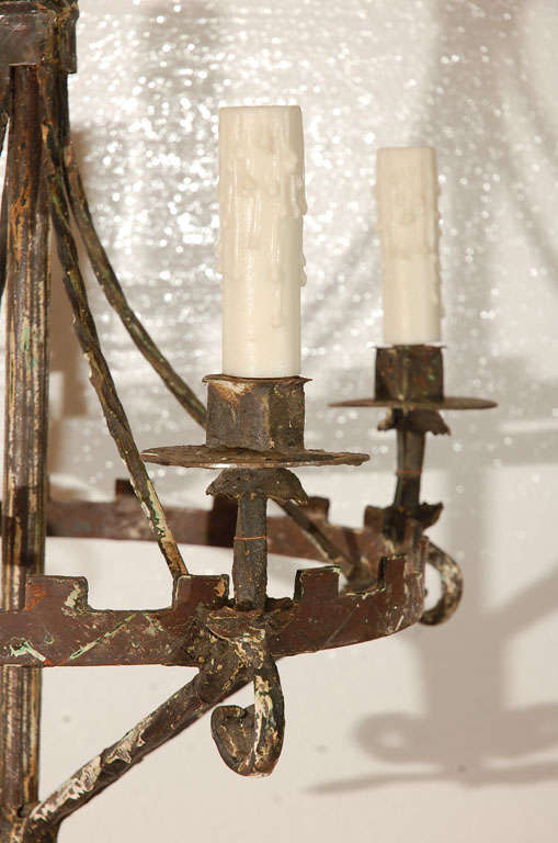 Antique Wrought Iron Chandelier 4