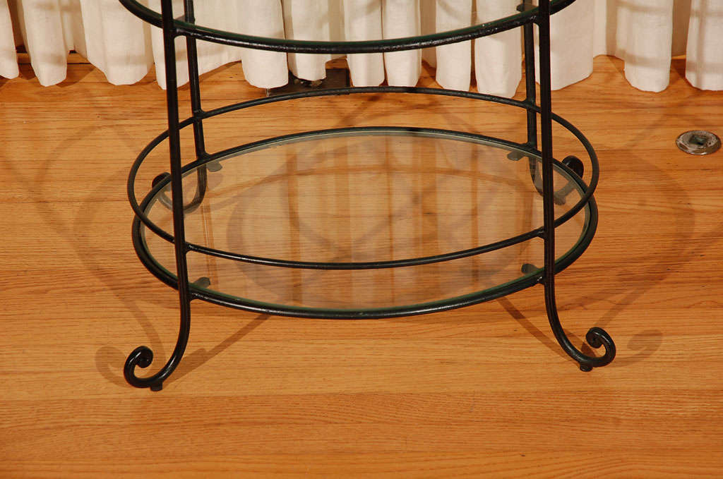 Mid-20th Century Vintage 40's Wrought Iron 3 Tiered Table