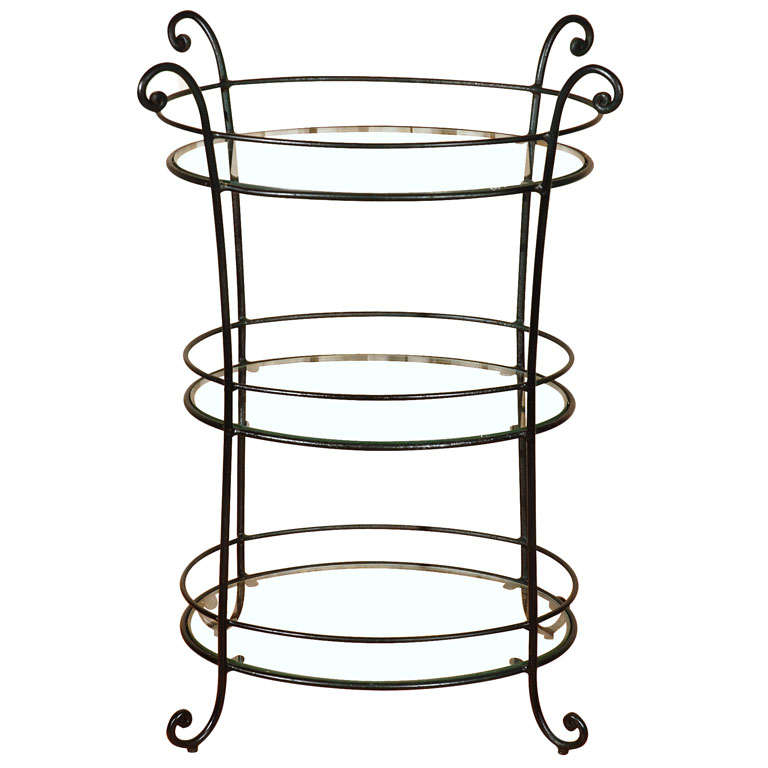 Vintage 40's Wrought Iron 3 Tiered Table
