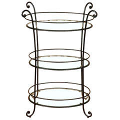 Vintage 40's Wrought Iron 3 Tiered Table