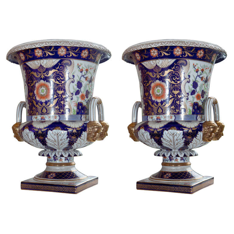 Magnificent Pair of Porcelain Urns For Sale