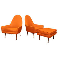 Paul McCobb Lounge Chairs and Ottoman