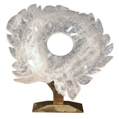 Free Form Rock Crystal Sculpture on Bronze Stand
