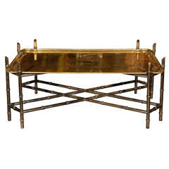 Faux Bamboo and Brass Coffee Table attributed to Maison Jansen