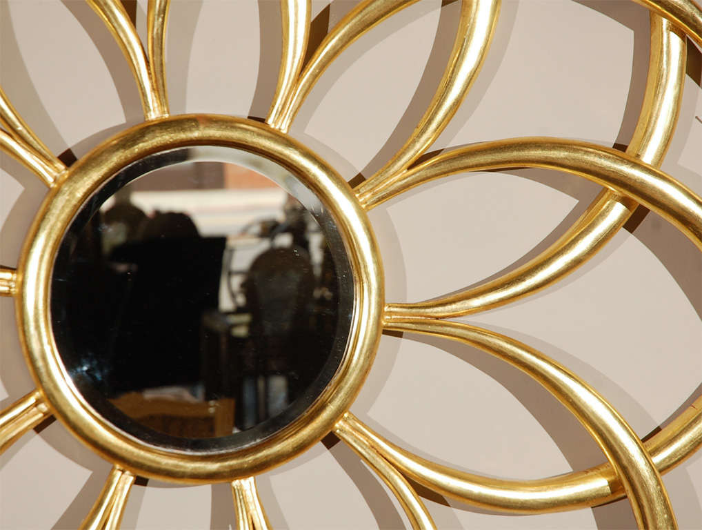 American Real 22k Gold Leaf Spiral Sunburst Mirror