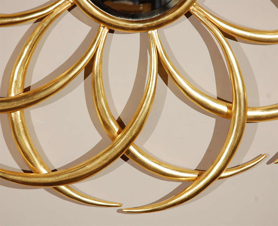 20th Century Real 22k Gold Leaf Spiral Sunburst Mirror