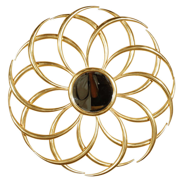 Real 22k Gold Leaf Spiral Sunburst Mirror