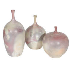 Set of Three Contemporary Pottery Art Vases by Donvé Branch