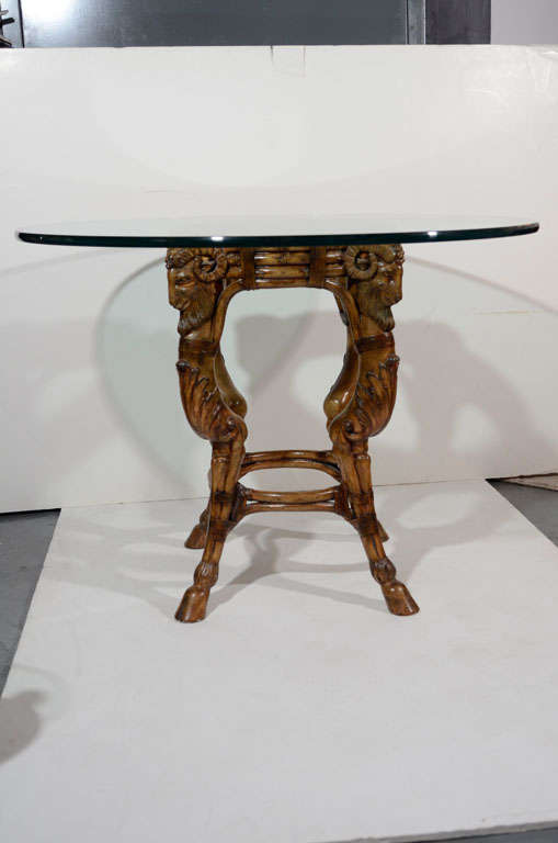 American Exceptional Rams Head Carved Wood Center Table