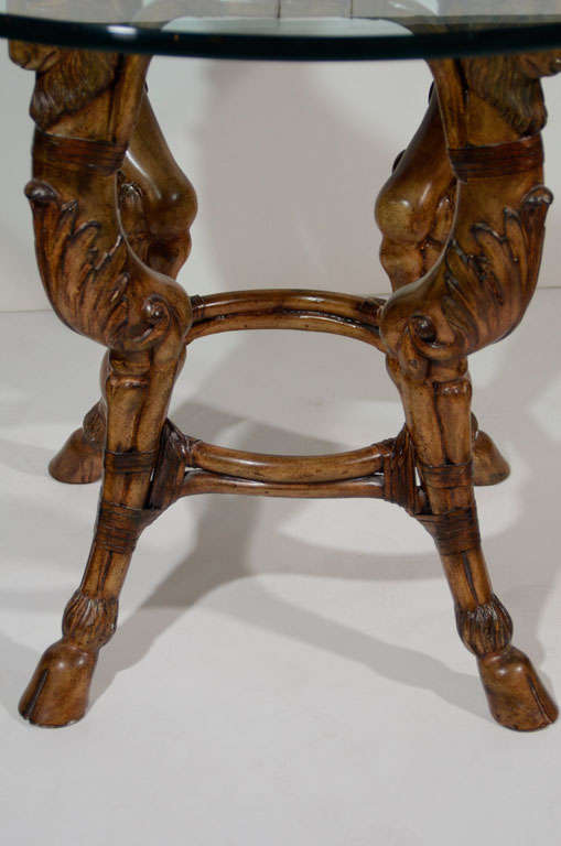 Exceptional Rams Head Carved Wood Center Table In Excellent Condition In Fort Lauderdale, FL