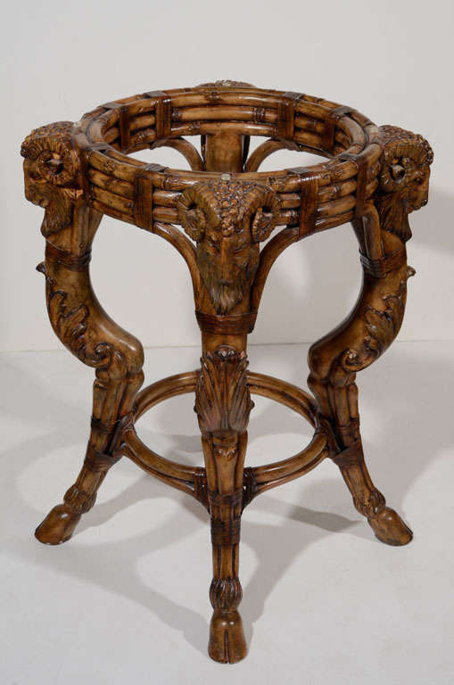 Exceptional Rams Head Carved Wood Center Table 1