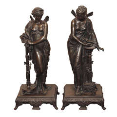 A Fine Pair of French Patinated Figural Bronzes