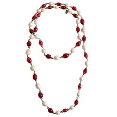 CHANEL Pearl and Poured Glass Necklace