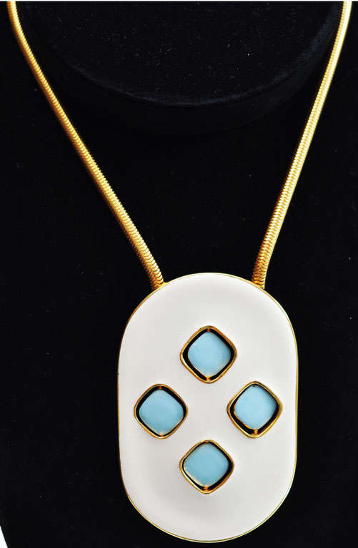 Pierre Cardin Pendant and Snake Chain, c. 1970 In Good Condition In Winnetka, IL