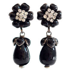 CHANEL poured glass, drop earrings with rhinestones