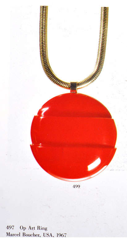 Red LANVIN Architectural Necklace with Original Snake Chain, c.1970 For Sale 2