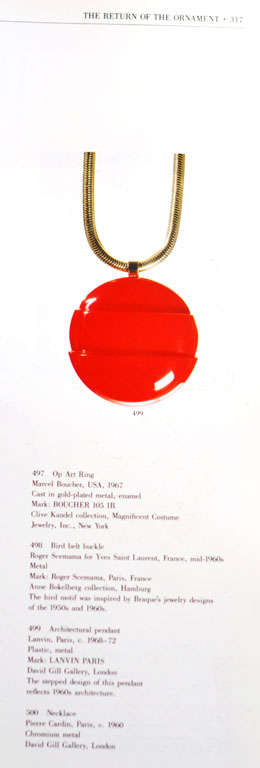 Red LANVIN Architectural Necklace with Original Snake Chain, c.1970 For Sale 4