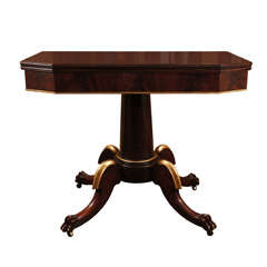 Antique A   Rhode Island  Mahogany and Gilded Game Table