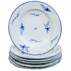 A Set of Dishes: A Dozen 18th Century Chantilly Blue and White Porcelain Dishes