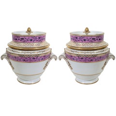 Antique French Porcelain Ice Pails Lavender Pink