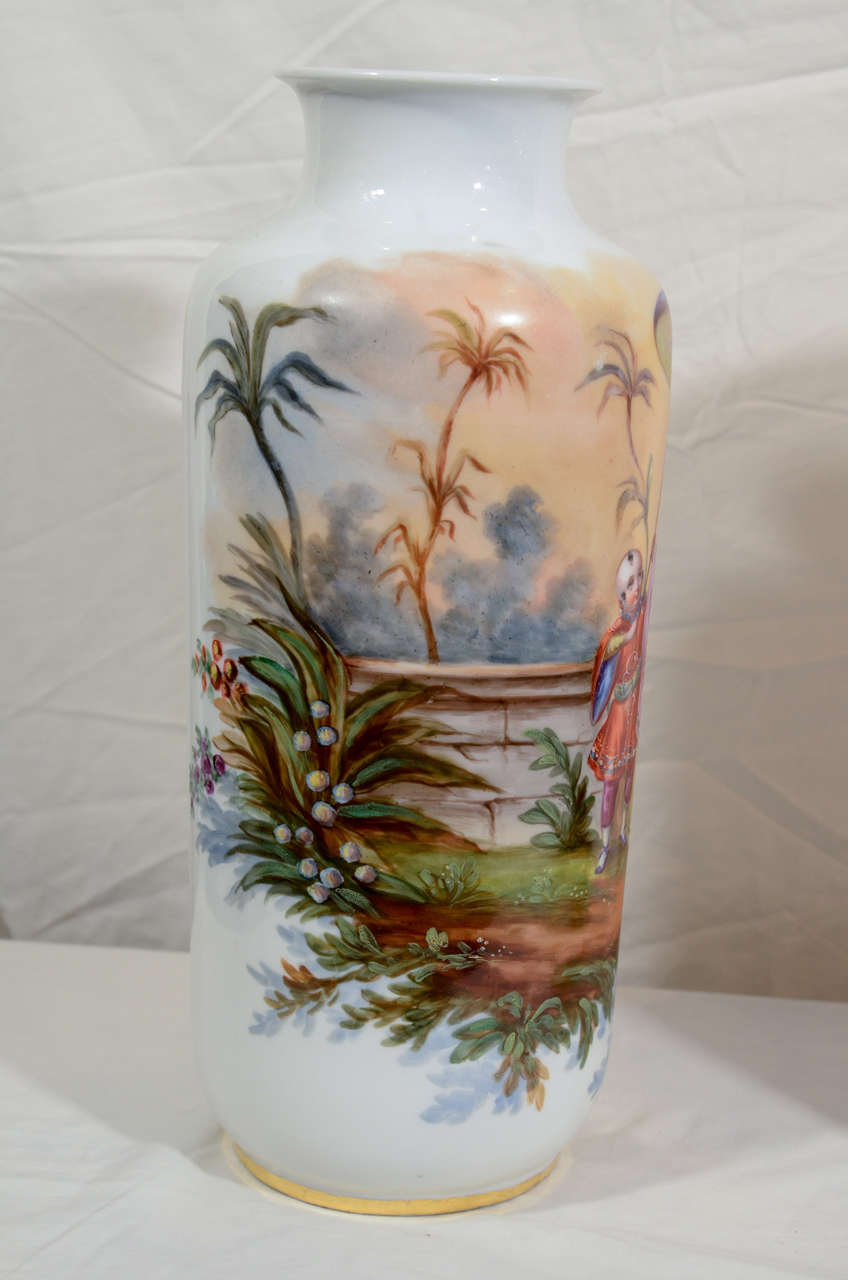 Antique Pair Porcelain Orientalist Vases For Sale at 1stdibs