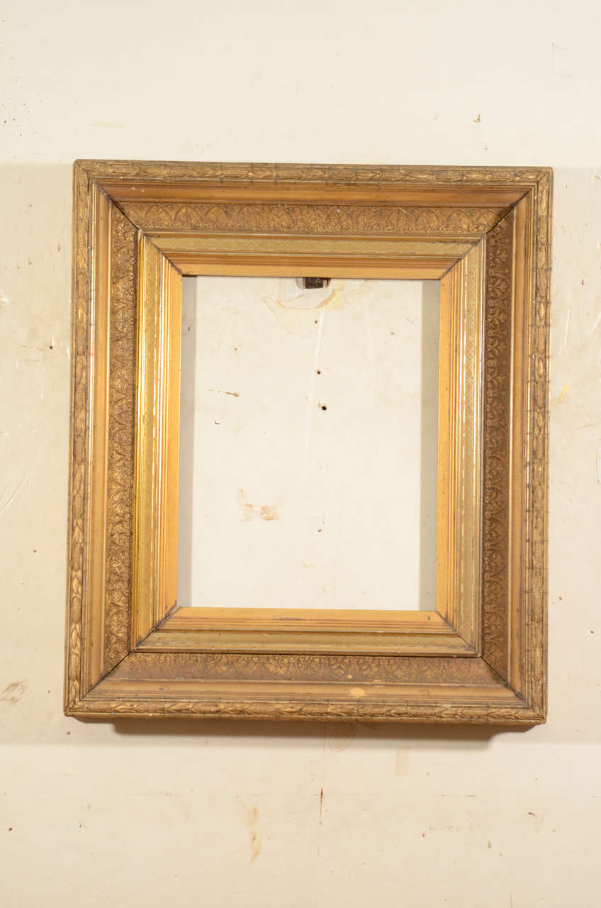 19th century Lemon Gold Composition Picture Frame with Corn Motif
