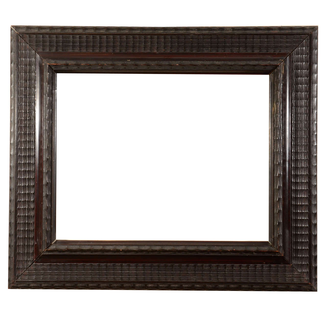 20th Century Dutch Style Ebonized Ripple Moulded Picture Frame For Sale