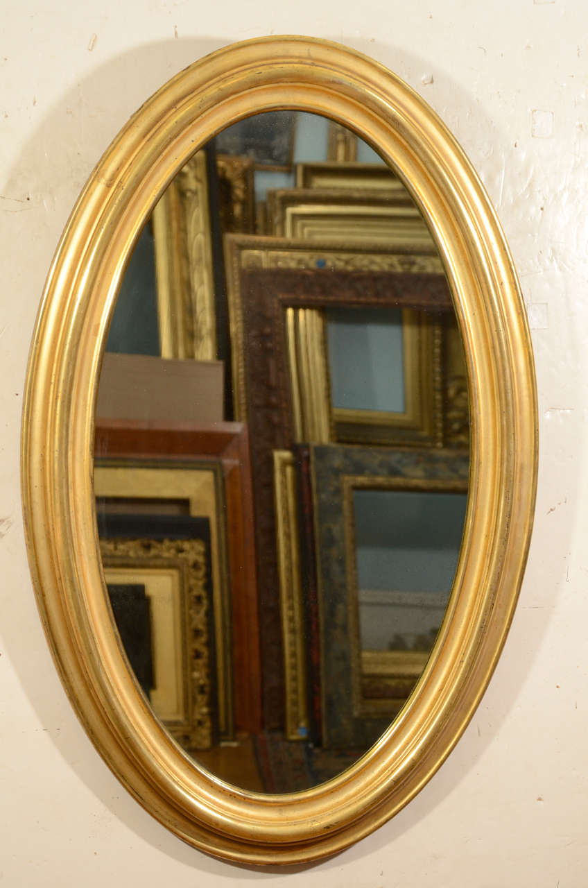 Mid-19th Century Lemon Gold Oval Mirror