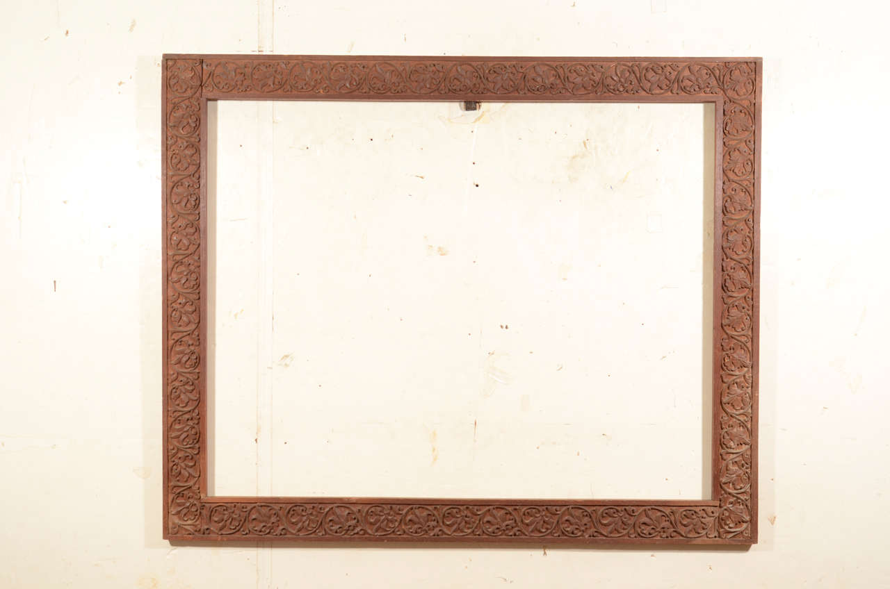 Rare Lockwood de Forest Aesthetic Movement Ahmadabad Carved Teak Frame